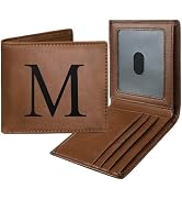 COSHAYSOO Slim Wallet Bifold for Men with RFID Blocking Initial Letter Small Minimalist Front Poc...