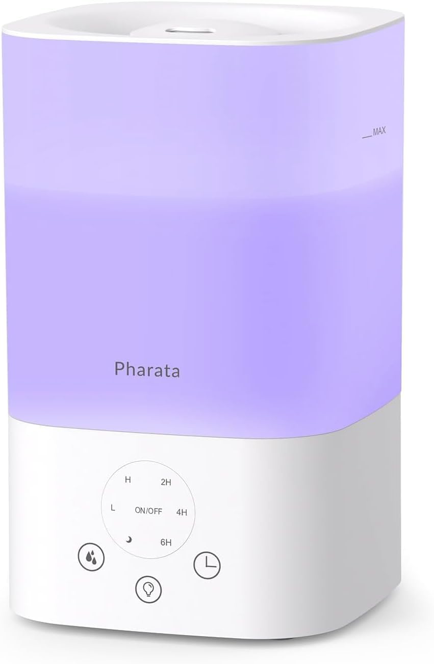 Humidifiers for Bedroom Home, 3.5L Top Fill Air Cool Mist Humidifiers for Baby Large Room Indoor Plants Nursery, Night Light, White