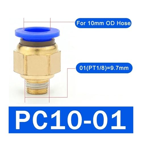Conector rápido neumático de 10mm unión recta PC10-01 accesorios para aire 20pcs 3