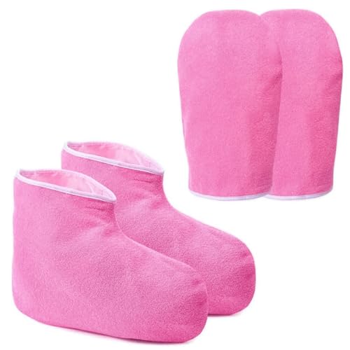 Ieron Juego de Botines de Guantes de baño con Cera de parafina, Guantes y Botines Reutilizables para Terapia de Calor de SPA para Tratamiento de Manos y pies, Kit de Cera de SPA Caliente para