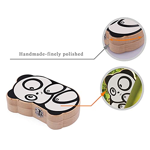 Baby tand Keepsake Fairy Box houder met Lanugo fles, houten Panda patroon melktanden opbergdoos, baby douchegiften voor… - Image 6