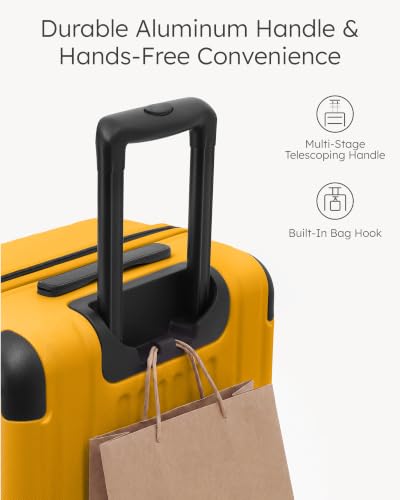 Image of Coolife Luggage, Lightweight and Durable Hardshell, 20 in, Yellow
