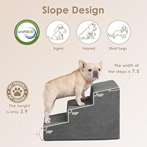 EHEYCIGA-Dog-Stairs-for-Small-Dogs-157-H-3-Step-Dog-Steps-for-Small-Dogs-and-Cats-Slope-Pet-Steps-with-Non-Slip-Bottom-Dark-Grey - Cucciolini Doodles   EHEYCIGA-Dog-Stairs-for-Small-Dogs-157-H-3-Step-Dog-Steps-for-Small-Dogs-and-Cats-Slope-Pet-Steps-with-Non-Slip-Bottom-Dark-Grey