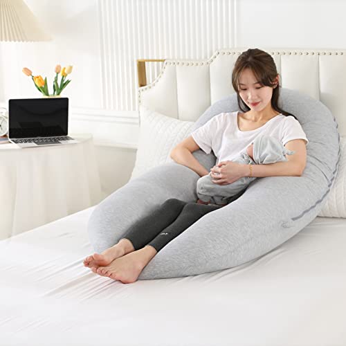 Pregnancy Pillows For Sleeping，Full Body Pillow，Body Pillow Pregnancy， Maternity Pillow Removable Jersey Cotton Cover，Respiratory Pillowcases For Better Sleep… #TOP2