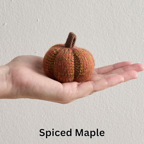 Image of Set of 12 Cozy Mini Knit Orange Pumpkins (Sunset Full Set) | Fall Gold Rust, Home Decor Accent, Tabletop Thanksgiving, Soft Autumn Decor