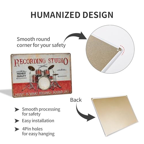 Cadeau pour batteur plaque en étain rétro pour mur d'artiste - 4