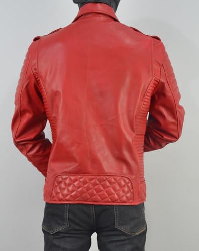 Mens Leather Jacket - Biker Leather Jacket For Men - Lightweight Slim Mens Leather Motorcycle Jackets Black Real Lambskin4