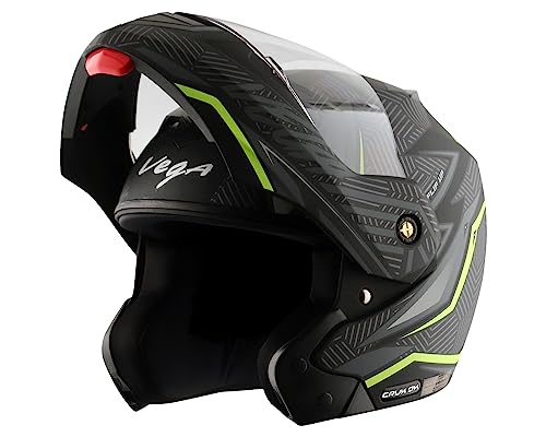 Image of VEGA Crux DX Energy Flip-up Helmet Dull Black Neon Green-M