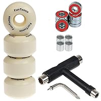 FunTomia 4X Rillen-Profil Rollen 53mmx34mm Härtegrad 100A + T-Tool für Skateboards inkl. 2RS ABEC-9 Kugellager/Wheels