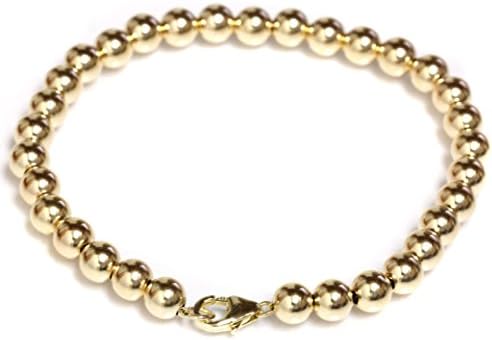 Gold Filled Beaded Ball Bracelet with Lobster Clasp 5 mm Beads 6" to 9" (yellow-gold-filled, 6.5)
