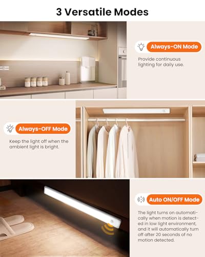 2-Count 16" SUNLINKCO Rechargeable Magnetic LED Under-Cabinet/Closet Lights w/ Dimmable Brightness (White, Motion Sensor/Hand Wave) - image 3