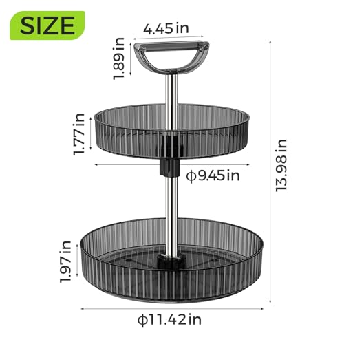 Image of Lazy Susan Organizer - 2 Tier Rotating Spice Rack Turntable, 11.4 inch Plastic Spinning Organizer for Kitchen Cabinet Pantry Countertop Cupboard Bathroom Storage