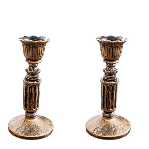 2 Pièces Candle Holder Doré, Bougeoir Vintage Decoration, Bougeoirs Vintage en Laiton, Petits Bougeoirs Dorés, Convient pour Noël, Les Mariages, Les...