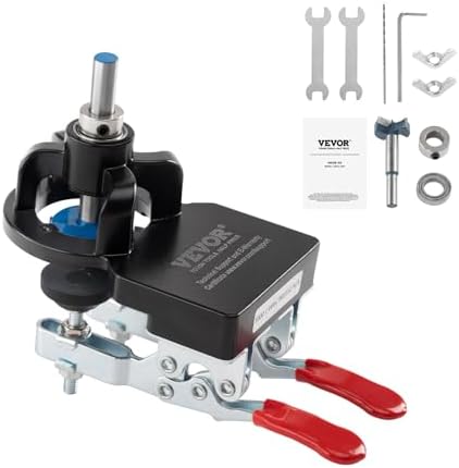 VEVOR 35 mm Concealed Door Hinge Jig, Aluminum Alloy Cabinet Hinge Jig, Accurate Locking Dual Clamp Fixation Hinge Drill Jig with Accessories, Woodworking Tool for Doors Cabinets Hinges Mounting