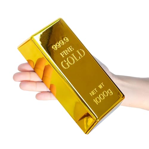 Vaulted Skulls & Co Fake Gold Bar Replica | Novelty Pirate Party Decorations (Gold, Large) | Hollow