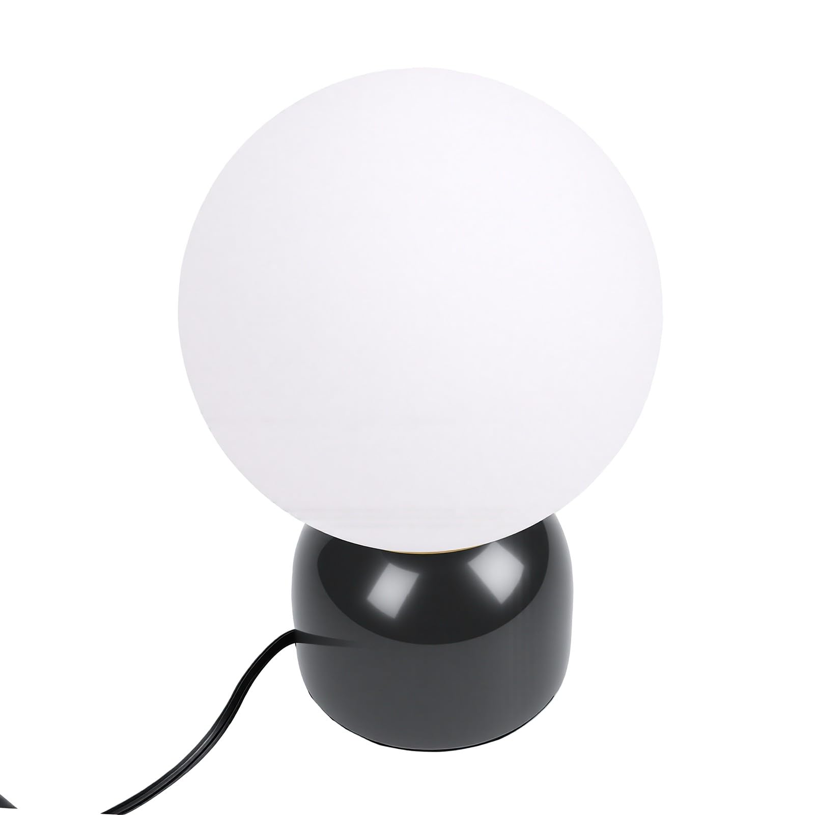 FTVOGUE Lampada da Comodino Globe con Paralume in Vetro e Base in Marmo | Attacco E27, Luce Calda per Soggiorno, Studio, Camera da Letto, Compatibile con Lampadina Dimmerabile