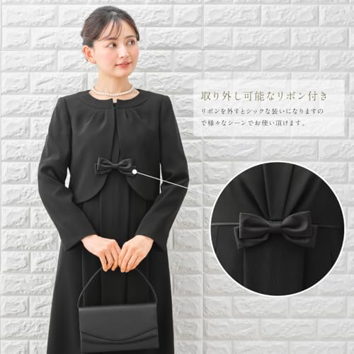 [マーガレット　ゴールド] レディース ブラックフォーマル ロング丈 喪服 礼服 アンサンブル 洗える 冠婚葬祭 m467-07 3枚目