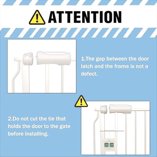 Image of ALLAIBB Extra Wide Pressure Mounted Baby Gate Walk Through Child Kids Safety Toddler Tension White Long Large Pet Dog Gates with Extension for doorways Kitchen (24.02-29.13 /61-74cm, White)