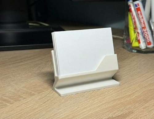 Image of Premium Business Card Holder for Desk | Visiting Card Stand Organizer | Modern Office Desk Card Display | Professional Card Holder for Office, Home & Reception (Daisy White) (Daisy White)
