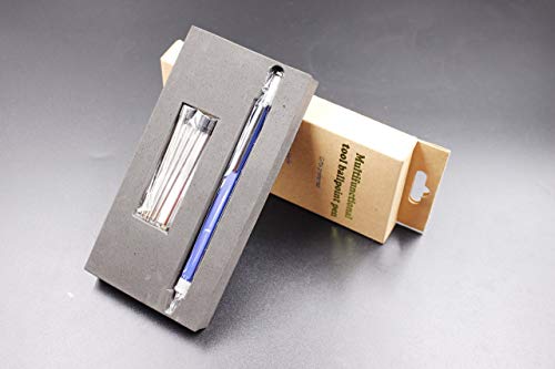 6 In 1 Multitool Pen With Gift Box - Includes 1 Ballpoint Pen, Universal Stylus Pen, Ruler,Flat And Phillips Screwdriver Bit, Level Gauge - The Perfect Multi-Function Gadget (Model B, 1Pcs Matte Blue) #TOP7