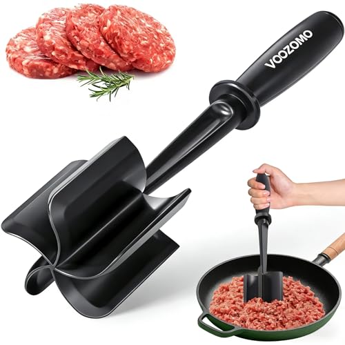 Mince Masher Ground Beef Meat Chopper with 5-Blade Head Versatile High-Temp Heat-Resistant Hamburger Meat Masher Non-Stick Mince Meat Shredder for Ground Turkey/Beef Nylon Utensil Cookware
