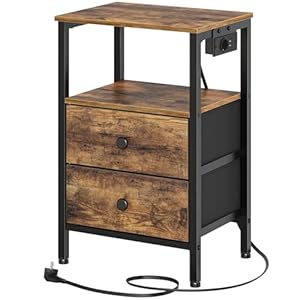 YATINEY Nachttisch mit Ladestation XET02CBR