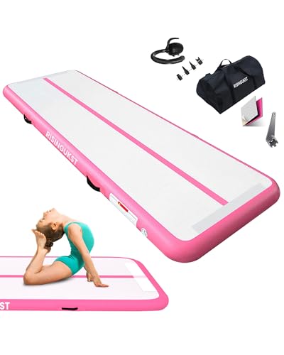 RISINGUKST Air Track Ginnastica Artistica 10/20cm Spessore, 2/3/4/5/6m materassino palestra con Pompa Elettrica per Casa(Pink, 2m)