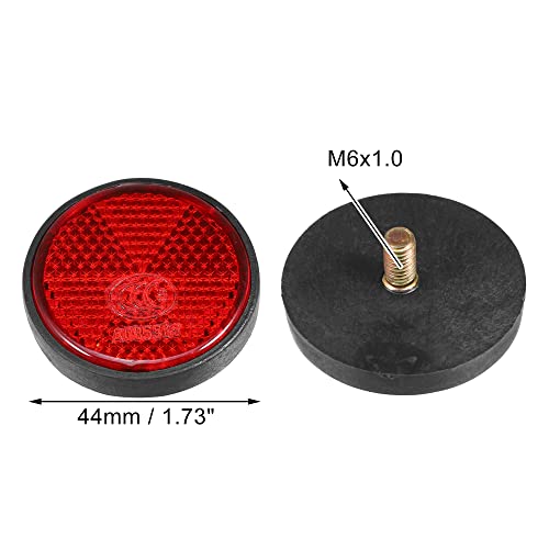 Image of X AUTOHAUX Round Rear Reflectors Screw on for Cars Trailer Motorcycle | Red, 44mm, Safety spoke reflective gate posts reflector, for Trucks Boat Bicycle Bike, 8 Pcs