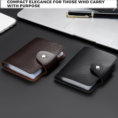 Image of Kraptick Pocket Cards Holder - Compact Lightweight Wallet for Credit and Debit Cards, Multi-Functional Card Organizer, Durable Card Carrier with 16 Slots for Easy Access (Brown & Black) (Combo of 2)