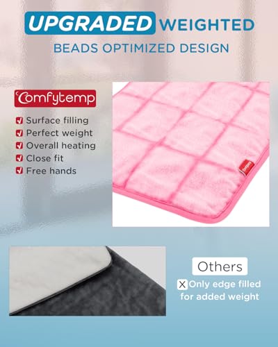 Image of Comfytemp Weighted Heating Pad for Back & Period, FSA Eligible Electric Heat Pad, Birthday Gifts for Women Men Mom Dad & Mother Day Gift, 2.2 lb HSA Neck Shoulder Heated Pad, 2H Auto-Off, 12x24, Pink