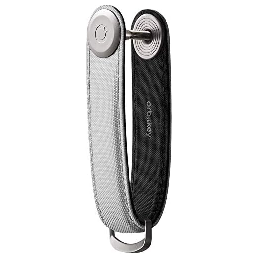 OrbitKey Nylon Key Organizer | Water Resistant, Stainless Steel Locking Mechanism, Slim & Quiet Profile | Holds up to 7 Keys, Granite Grey