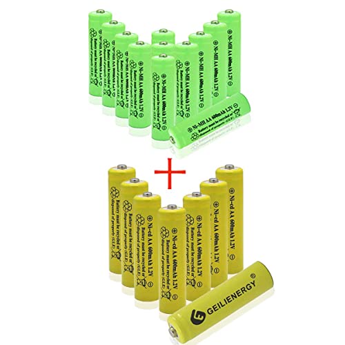 Geilienergy 12 Pack Nimh Aa Rechargeable Batteries For Solar Lights With 8 Pack Nicd Aa Rechargeable Batteries For Solar Lights #TOP26