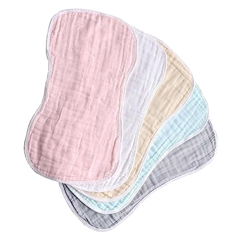Abaodam 5 Piezas Paños de Algodón para Eructos de Niña Absorbentes y Suaves Extra y Transpirables para Recién Nacidos Protección Eficaz para Piel y Ropa Blanco Rosa Gris Verde