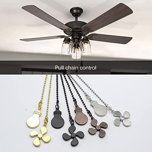 Ceiling Fan Pull Chain Set, 12 Inch Nickel, 4 Pieces Fan and Light Design Extension, for Ceiling Fan and Lighting