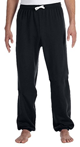 Bella 3737 Unisex Poly-Cotton Fleece Long Scrunch Pant - Black, Large