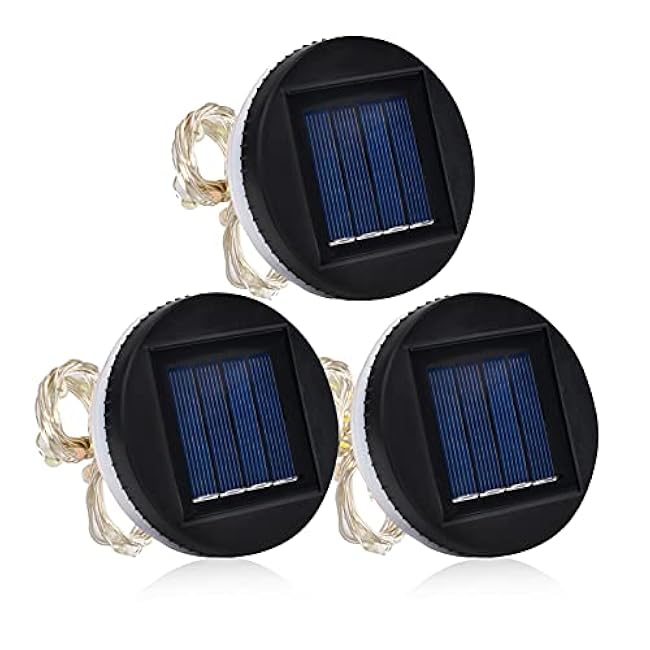 Solar Mason Jar Lid Lights 3.15 in Silicone Edge LED Replacement Top, Colorful Waterproof Light Parts for Outdoor Garden Lanterns, 3 Pack