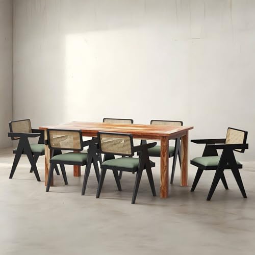 Image of Wooden Dining Table, Natural Oak, Rectangular, Modern Style, 4 Seater, Assembly Required (Honey Dining and Walnut Chair, (4 Seter) 1 Table(130 cm x 90 cm x 76 cm))