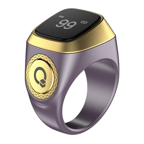 Al salama Smart Tasbih Zikr Ring 20mm Muslim Digital Azan Wecker Tasbih Zähler Smart Ring (Lila)