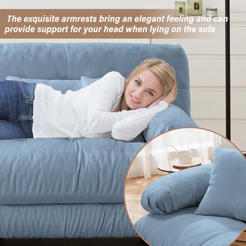 Image of SoarFlash 133.8 inch Sectional Sofa 3 Seat Couch, L Shaped Modern Sofa with Solid Wood Legs, Couches Sofas for Living Room Apartment, Comfortable Small Couches for Small Spaces, Blue
