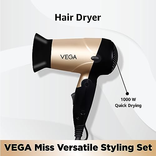 VEGA Miss Versatile Styling Set Straightener, Curler & Dryer Gift Combo (VHSS-03)Black - Image 6