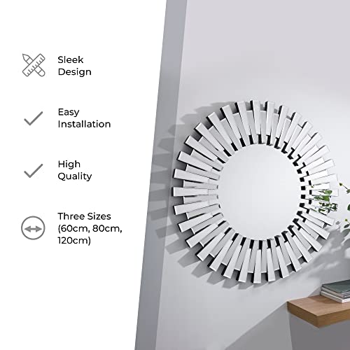 Furniturebox UK Starburst Small/Large Silver Stylish 3D Circular Round Modern Living Room Bedroom Wall Mirror - Image 3