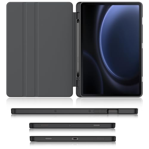 Soke Case for Samsung Galaxy Tab S9 FE 5G 2023 - Shockproof Stand Folio Case,Multi-Viewing Angles,Soft TPU Back Cover for Galaxy Tab S9 FE 10.9 inch Tablet,Black