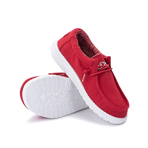 Hey Dude Boy's Wally Youth Red Size 12 | Boy’s Shoes | Boy's Lace Up Loafers | Comfortable & Light-Weight #TOP2