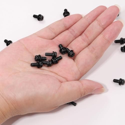 Image of 40 PCS Vesa Screws, VESA Compatible M4x10mm TV /Monitor Wall Mount Screws for 75x75mm and 100x100mm Brackets. Phillips Head M4 x 10mm Black with Washers (40, M4 x 10mm)