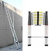 Scala Telescopica in Alluminio da 5 m - Antiscivolo, Allungabile, Multiuso Con 13 Pioli - Facile da Trasportare, Portata 150 kg, EN131
