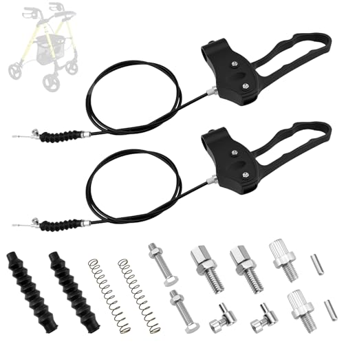 UBANU 2 Sets Rollator Walker Hand Brake Replacement Kit, 41" Adjustable Brake Cables with Hardware & Clip