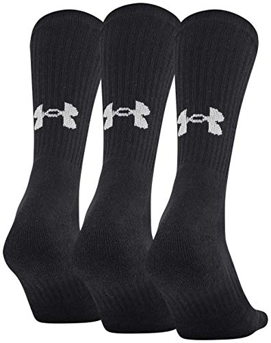 Under Armour Adult Training Cotton Crew Socks, 3-Pairs, Black 2, Shoe Size:-Mens 12-16