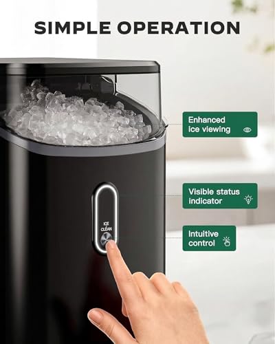 Image of Silonn Nugget Ice Maker Countertop, Pebble Ice Maker with Soft Chewable Ice, One-Click Operation Ice Machine with Self-Cleaning, 33lbs /24H for Home,Kitchen,Office