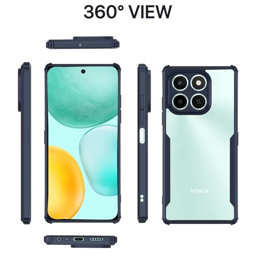 Image of Outlouders Back Cover for Honor X6c| Ultra Hybrid Transparent | Full Camera Protection | Raised Edge | Crystal Clear Bumper Case (Blue)