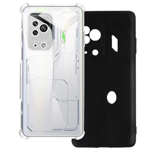 UOGNADGD 2-Pack TPU-Hülle Kompatibel mit Xiaomi Black Shark 5 Pro Handyhülle - Stoßfeste Flexible Schutzzubehör mit Präzisionsausschnitten (Klar+Schwarz)